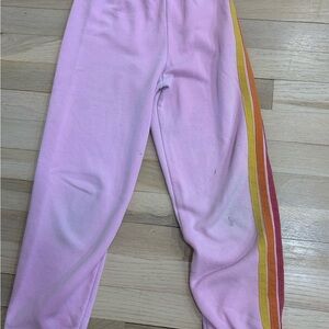 Aviator Nation Pink Joggers with Rainbow Stripe